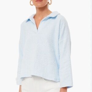 Pomander place blue Terry top collared